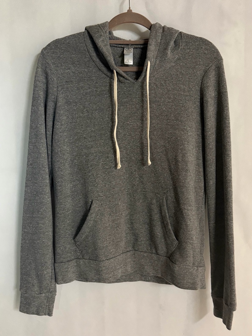 Alternative Gray Pullover Hoodie with Cream Drawcords